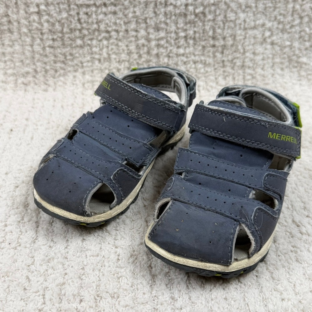 Merrell Grisaille Kids Junior Sandals Size 8 Blue Green Hook Loop Performance